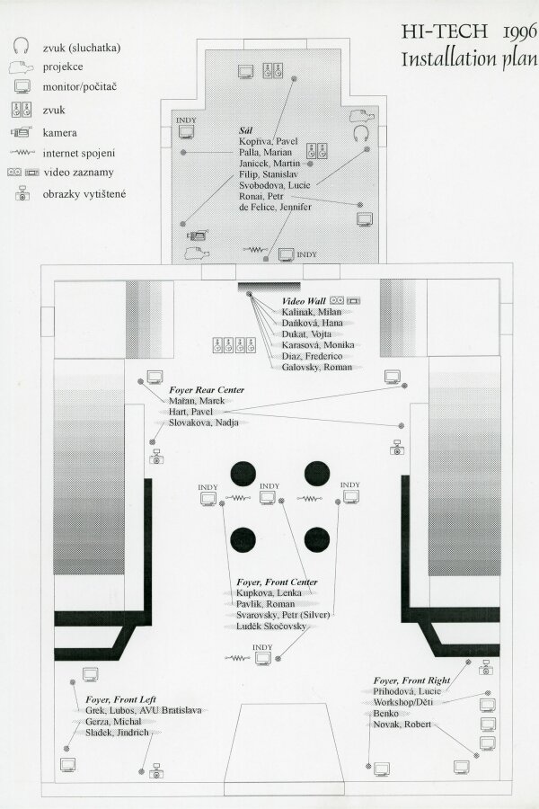 Plán instalace výstavy, Steina, Dům umění, přízemí (osobní archiv Tomáše Rullera, VKB)